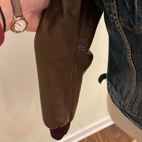Vintage jean and leather jacket🌟 Jean jackets ✨ RA.RE. Brand 🌟 🌟 ITALIAN🌟 - Picture 5 of 8